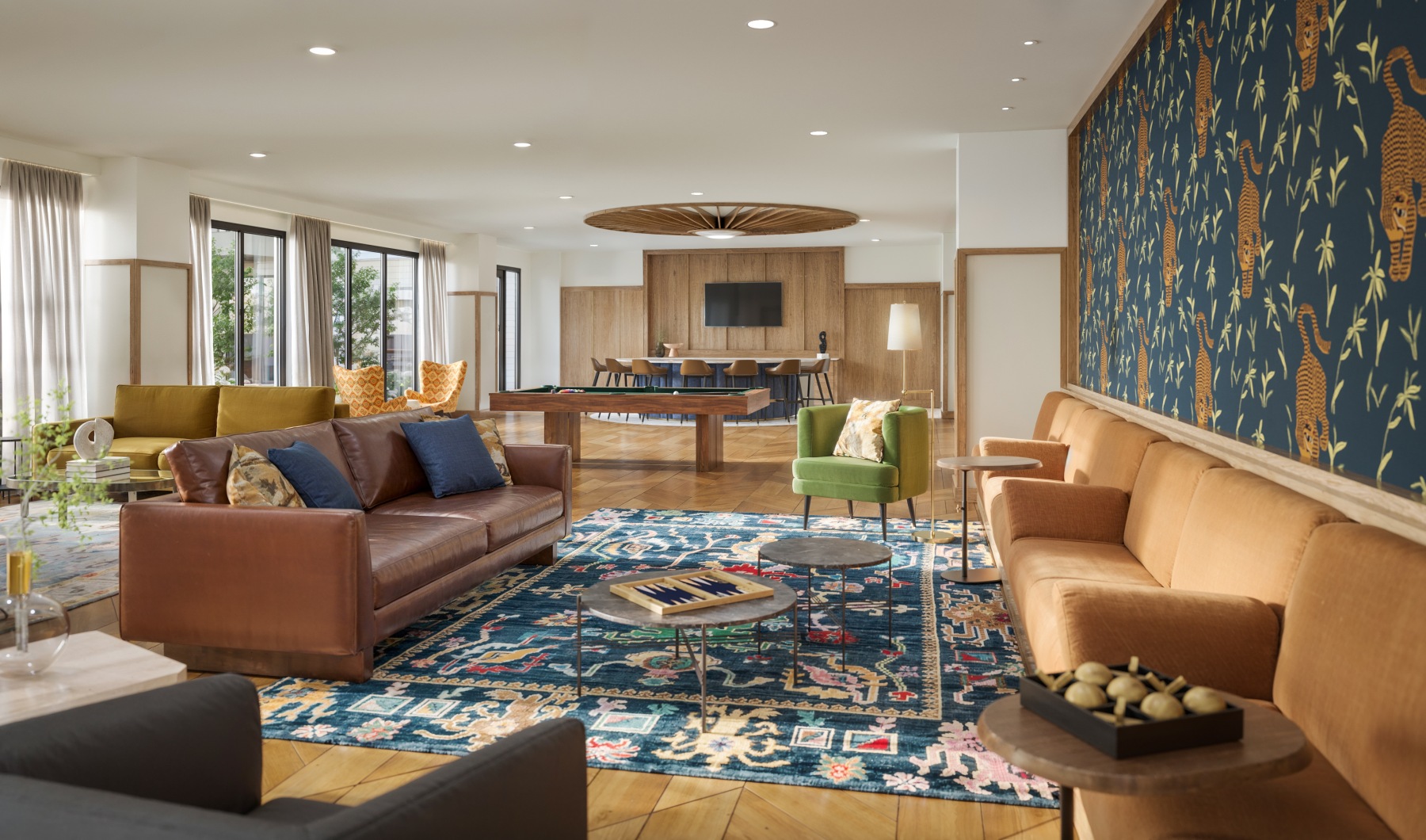 Expansive Clubroom with Sofa and Television