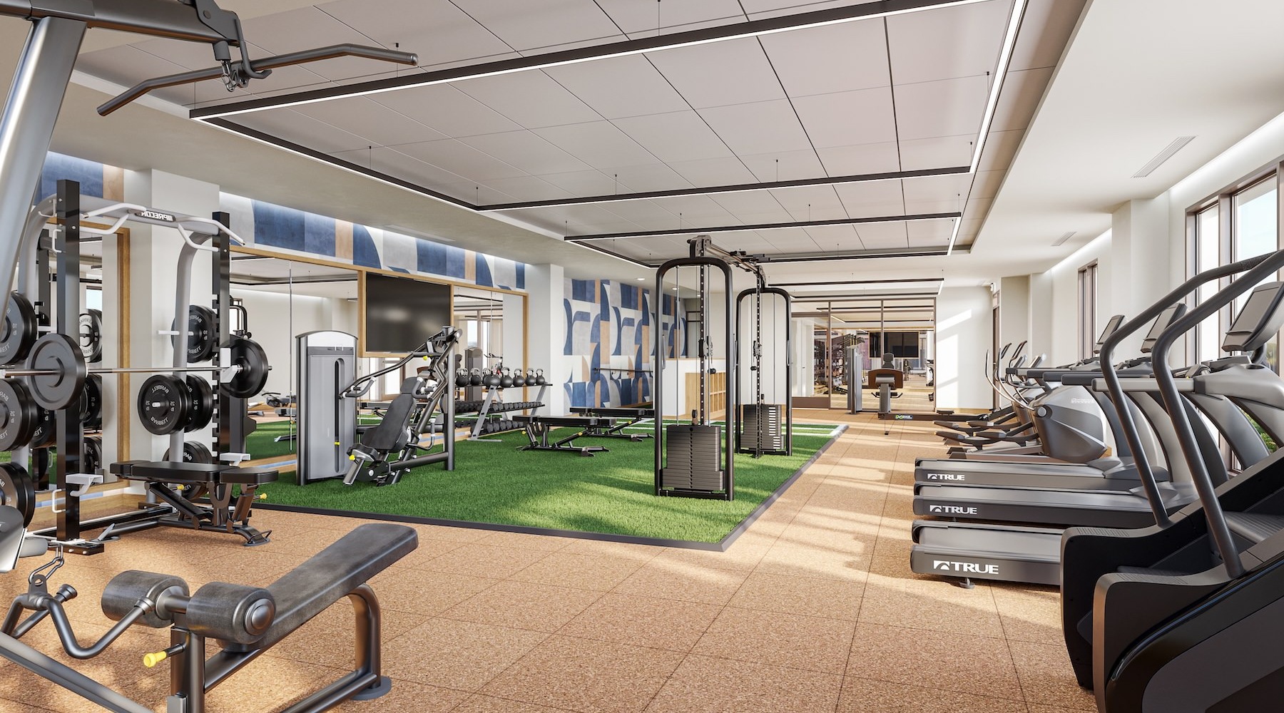 a gym with exercise equipment